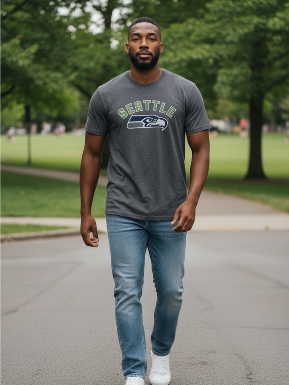 NFL Men’s Seattle Seahawks Grey Short-Sleeve T Shirt, Large